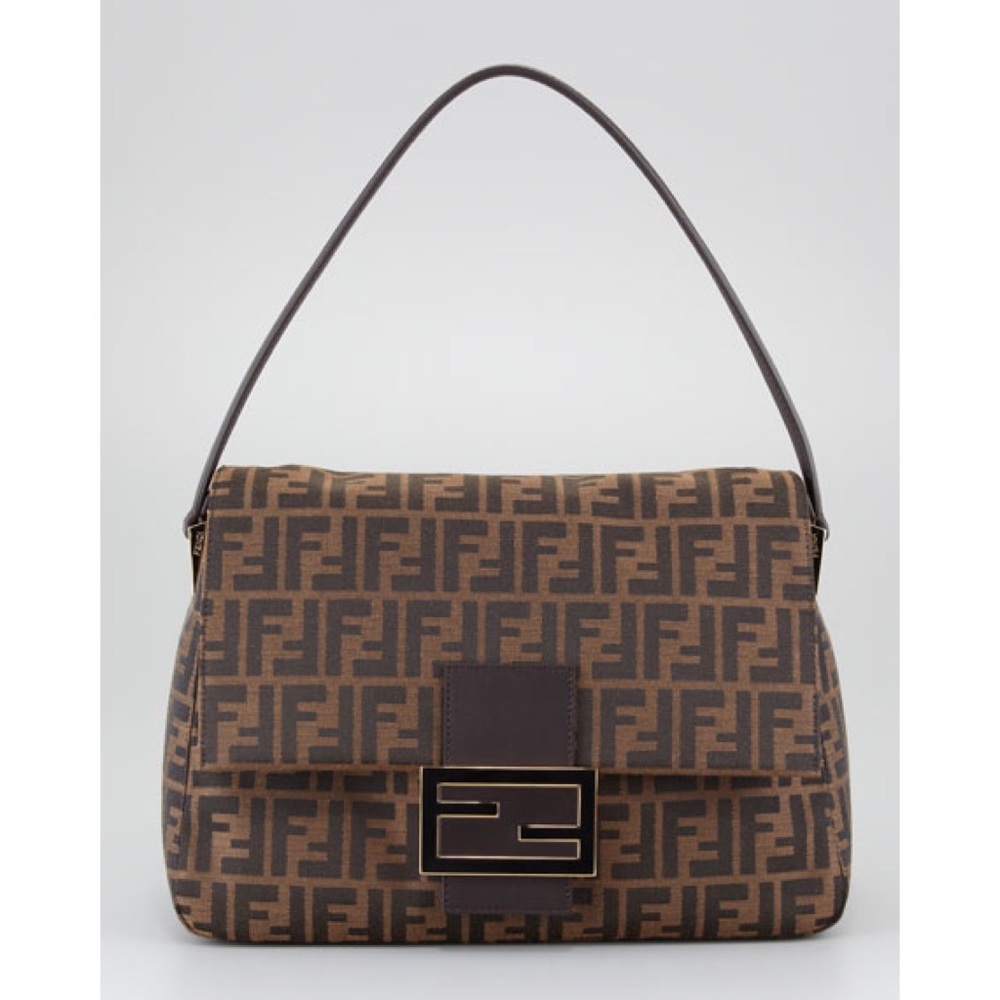 FENDI Big Mama Zucca-Flap Large Canvas Shoulder Bag